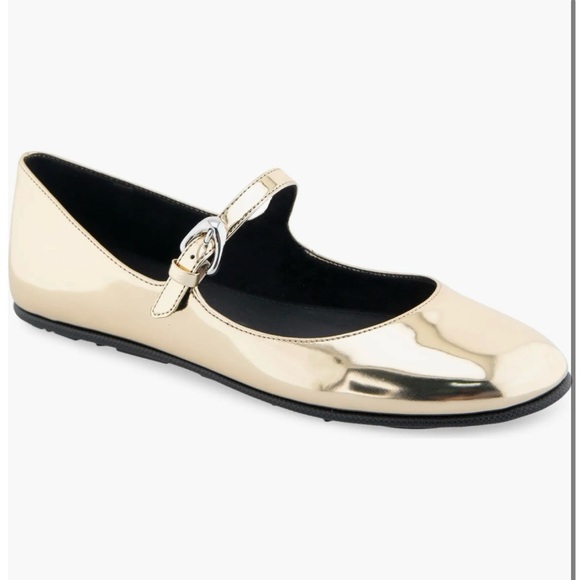 AEROSOLES Shiny Gold Flats - Picture 1 of 5